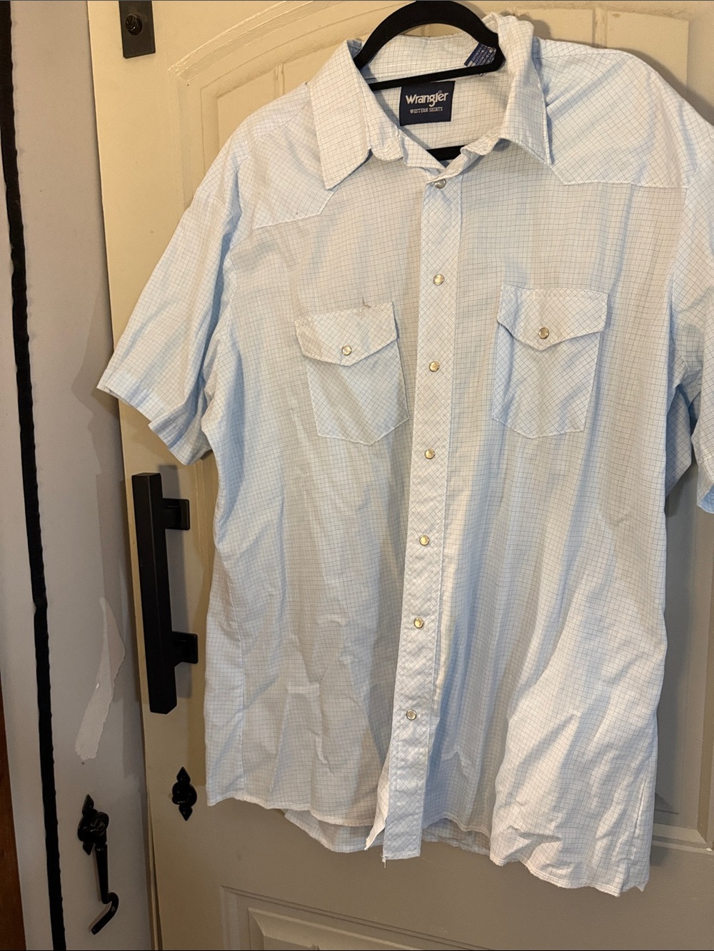 Wrangler Light Blue Short-Sleeve Button-Down Western Shirt